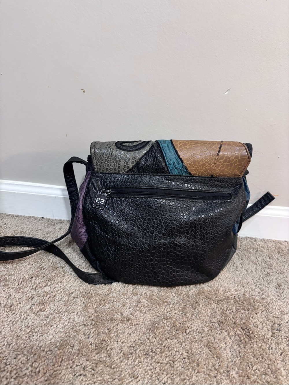 Multi-Color Textured Patchwork Crossbody Bag - Picture 2 of 2